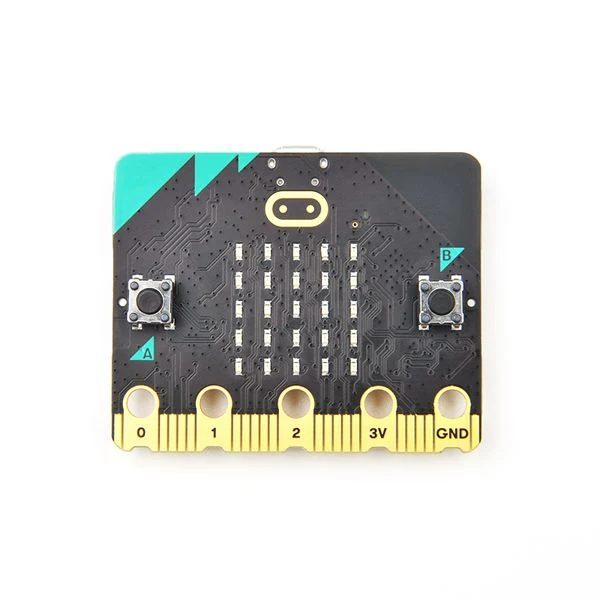 Placa Micro:bit utilizada para proyectos de programación y electrónica